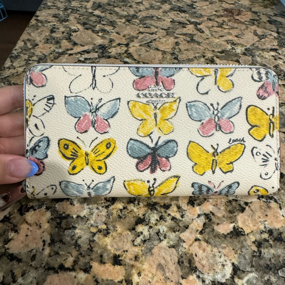 Coach Multicolor Butterfly Zip Wallet